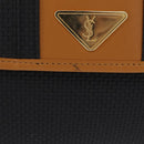 Saint Laurent Clutch Bag PVC Canvas Navy Gold Auth am12783A-3