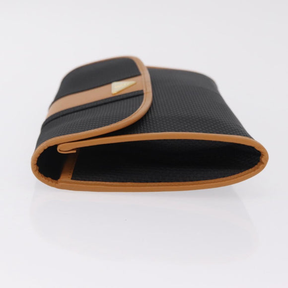 Saint Laurent Clutch Bag PVC Canvas Navy Gold Auth am12783A