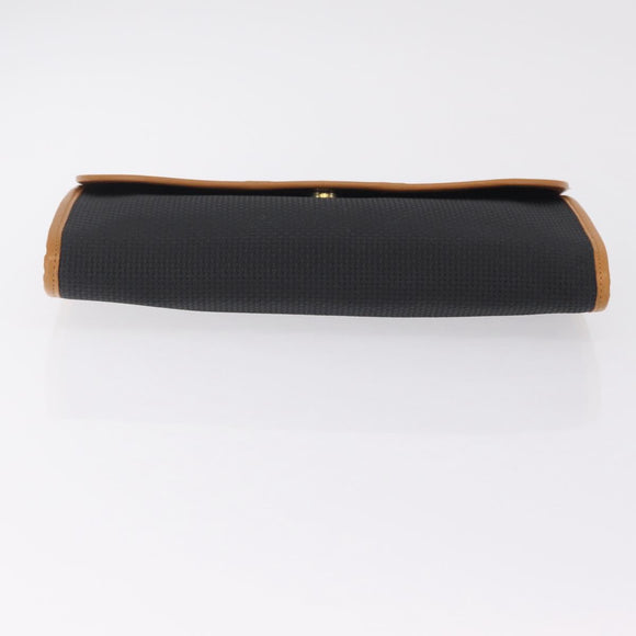Saint Laurent Clutch Bag PVC Canvas Navy Gold Auth am12783A