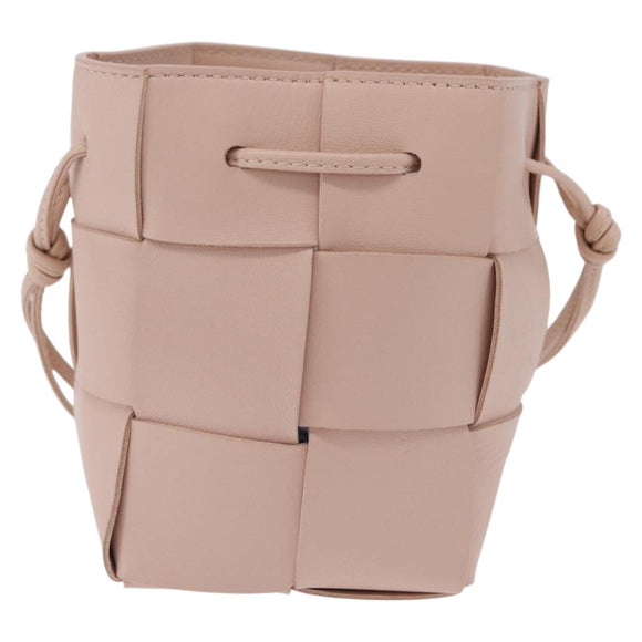 Bottega Veneta MAXI INTRECCIATO Shoulder Pouch Leather Pink Auth am12784V