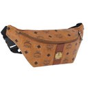MCM Vicetos Waist Bag PVC Leather Brown Gold Tone Auth am12785-1