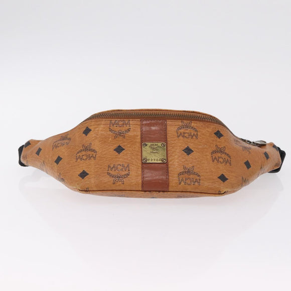 MCM Vicetos Waist Bag PVC Leather Brown Gold Tone Auth am12785