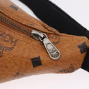 MCM Vicetos Waist Bag PVC Leather Brown Gold Tone Auth am12785-18