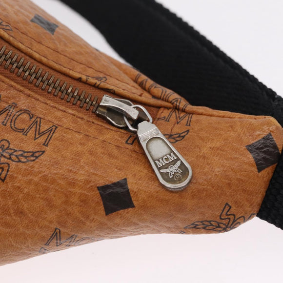 MCM Vicetos Waist Bag PVC Leather Brown Gold Tone Auth am12785