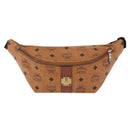 MCM Vicetos Waist Bag PVC Leather Brown Gold Tone Auth am12785-2