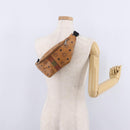 MCM Vicetos Waist Bag PVC Leather Brown Gold Tone Auth am12785-24