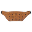 MCM Vicetos Waist Bag PVC Leather Brown Gold Tone Auth am12785-3