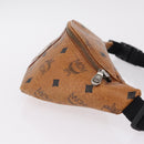 MCM Vicetos Waist Bag PVC Leather Brown Gold Tone Auth am12785-4