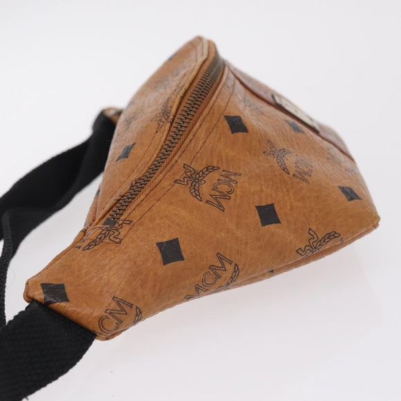 MCM Vicetos Waist Bag PVC Leather Brown Gold Tone Auth am12785