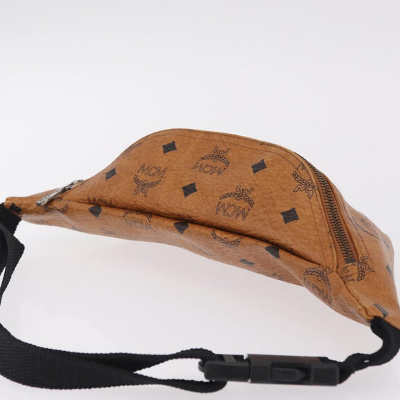 MCM Vicetos Waist Bag PVC Leather Brown Gold Tone Auth am12785