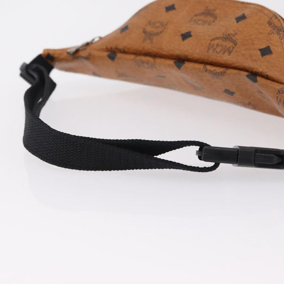 MCM Vicetos Waist Bag PVC Leather Brown Gold Tone Auth am12785
