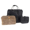 GUCCI Micro GG Clutch Bag Hand Bag Leather 3 Set Black Beige Auth am12787-1