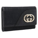 GUCCI GG Canvas Lovely Six Hooks Key Case Black Gold Tone 181599 Auth am12795V-1