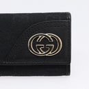 GUCCI GG Canvas Lovely Six Hooks Key Case Black Gold Tone 181599 Auth am12795V-17