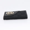 GUCCI GG Canvas Lovely Six Hooks Key Case Black Gold Tone 181599 Auth am12795V-5