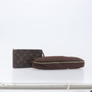 LOUIS VUITTON Monogram Pouch Canvas 2 Set Brown LV Auth am12797-9