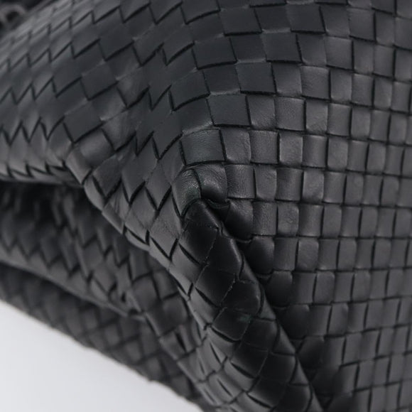 Bottega Veneta INTRECCIATO Rome bag Hand Bag Leather Black Auth am12805V