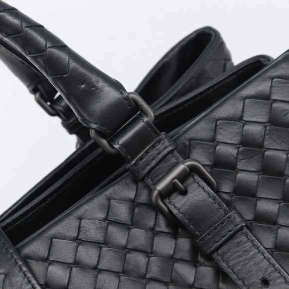 Bottega Veneta INTRECCIATO Rome bag Hand Bag Leather Black Auth am12805V
