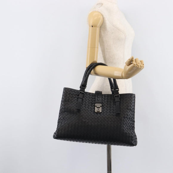 Bottega Veneta INTRECCIATO Rome bag Hand Bag Leather Black Auth am12805V