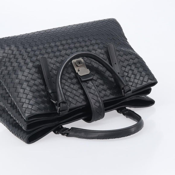 Bottega Veneta INTRECCIATO Rome bag Hand Bag Leather Black Auth am12805V
