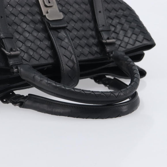 Bottega Veneta INTRECCIATO Rome bag Hand Bag Leather Black Auth am12805V