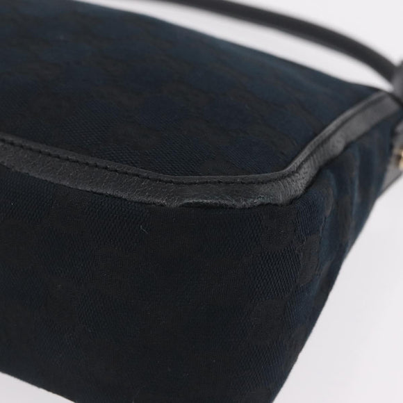 GUCCI GG Canvas Hand Bag Black Gold Tone 146244 Auth am12807V