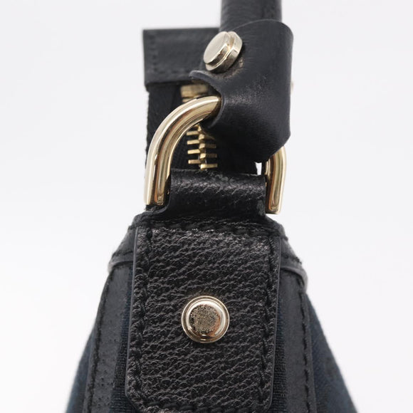 GUCCI GG Canvas Hand Bag Black Gold Tone 146244 Auth am12807V
