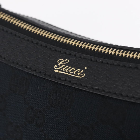 GUCCI GG Canvas Hand Bag Black Gold Tone 146244 Auth am12807V