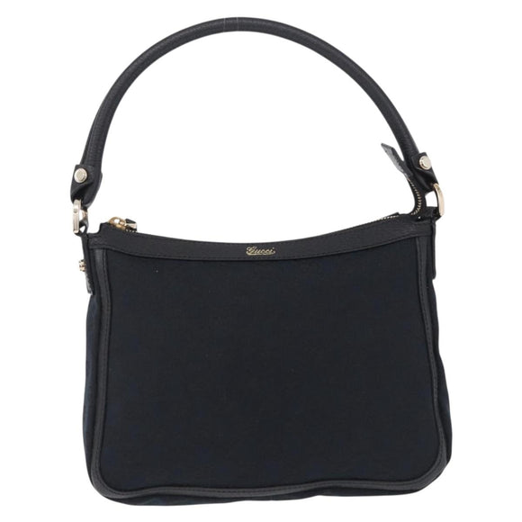 GUCCI GG Canvas Hand Bag Black Gold Tone 146244 Auth am12807V