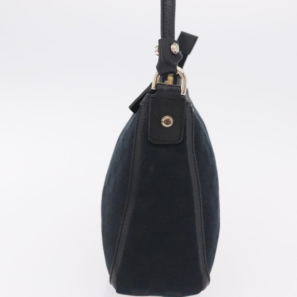 GUCCI GG Canvas Hand Bag Black Gold Tone 146244 Auth am12807V