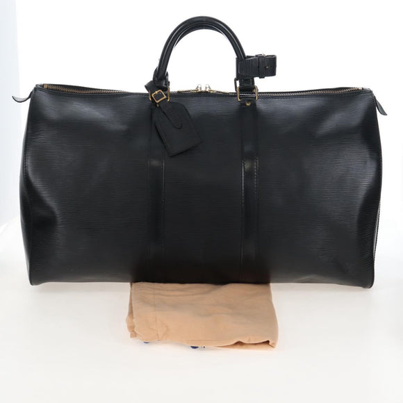 LOUIS VUITTON Epi Keepall 50 Boston Bag Noir M42962 LV Auth am12811V