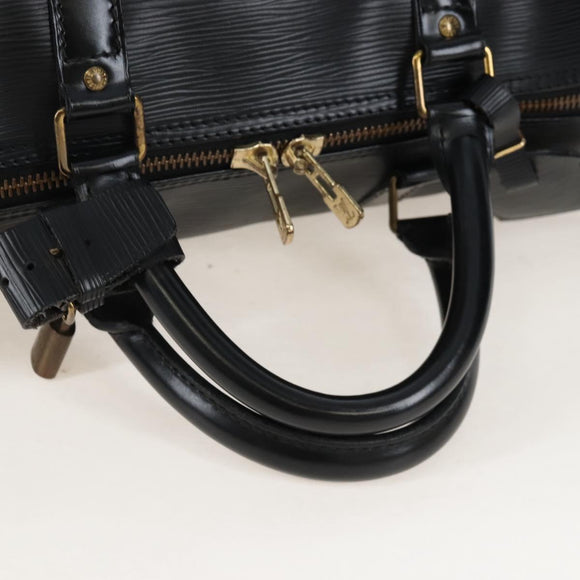 LOUIS VUITTON Epi Keepall 50 Boston Bag Noir M42962 LV Auth am12811V