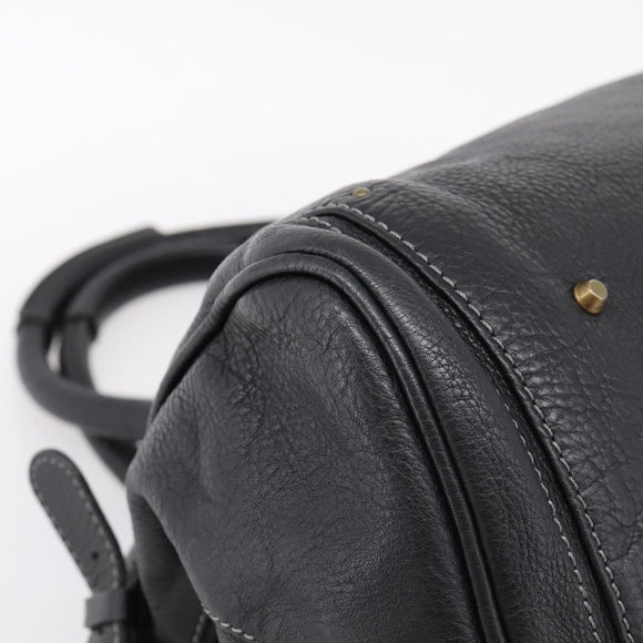 Chloe Paddington Hand Bag Leather Black Gold Tone Auth am12812V