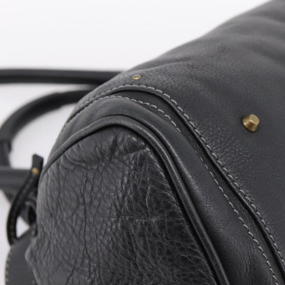 Chloe Paddington Hand Bag Leather Black Gold Tone Auth am12812V