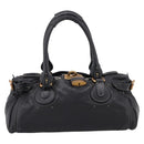 Chloe Paddington Hand Bag Leather Black Gold Tone Auth am12812V-2