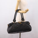 Chloe Paddington Hand Bag Leather Black Gold Tone Auth am12812V-28