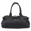 Chloe Paddington Hand Bag Leather Black Gold Tone Auth am12812V-3
