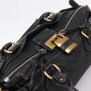 Chloe Paddington Hand Bag Leather Black Gold Tone Auth am12812V-6
