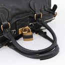 Chloe Paddington Hand Bag Leather Black Gold Tone Auth am12812V-7