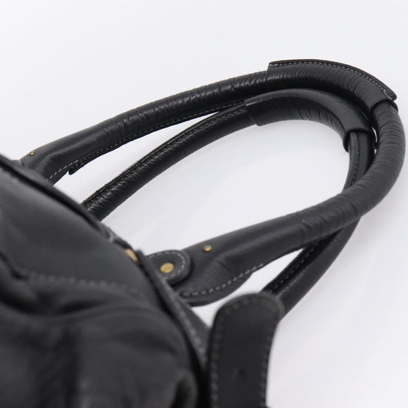 Chloe Paddington Hand Bag Leather Black Gold Tone Auth am12812V