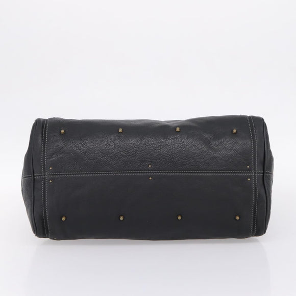 Chloe Paddington Hand Bag Leather Black Gold Tone Auth am12812V
