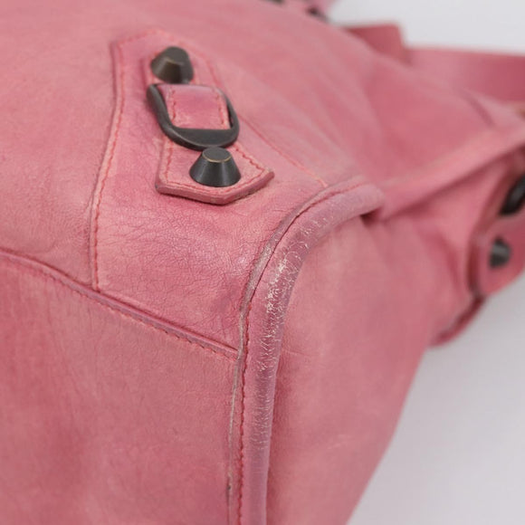 Balenciaga The City Hand Bag Leather Pink 115748 Auth am12815V