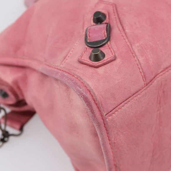 Balenciaga The City Hand Bag Leather Pink 115748 Auth am12815V