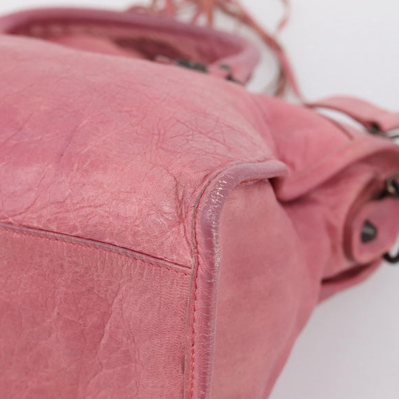 Balenciaga The City Hand Bag Leather Pink 115748 Auth am12815V