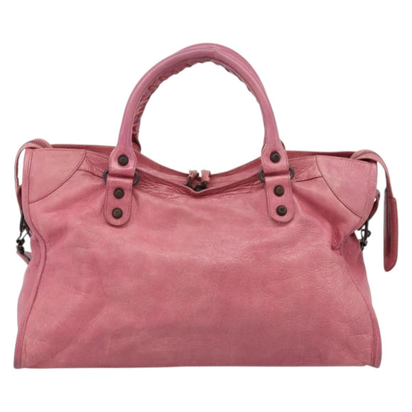 Balenciaga The City Hand Bag Leather Pink 115748 Auth am12815V