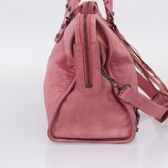 Balenciaga The City Hand Bag Leather Pink 115748 Auth am12815V