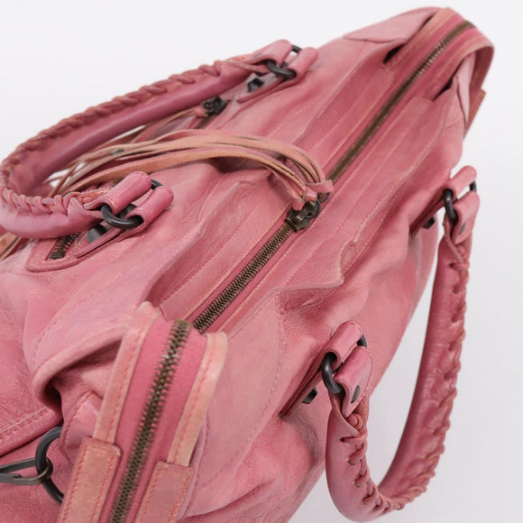 Balenciaga The City Hand Bag Leather Pink 115748 Auth am12815V