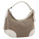 PRADA Jacquard Hand Bag Canvas Beige Silver BR3423 Auth am12817V-1