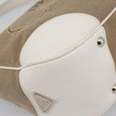 PRADA Jacquard Hand Bag Canvas Beige Silver BR3423 Auth am12817V-14