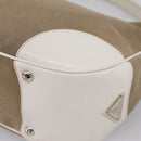 PRADA Jacquard Hand Bag Canvas Beige Silver BR3423 Auth am12817V-15